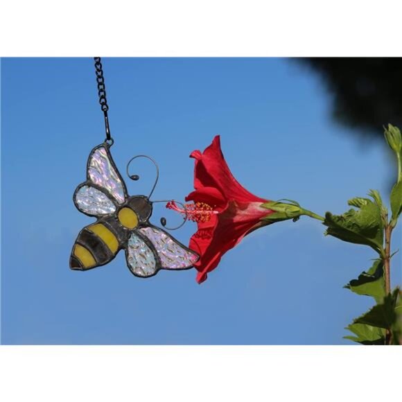 Bumble Bee Ornament Stained Glass Window Hanging Suncatcher Home Decor - Picture 6 of 7